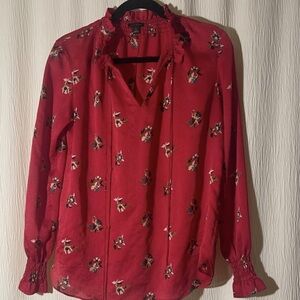 Floral Peasant Blouse - Red